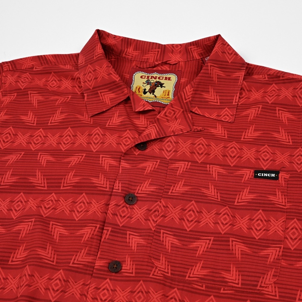 Cinch Men's Small Classic Cowboy Collection Western Red Aztec Southwestern Shirt